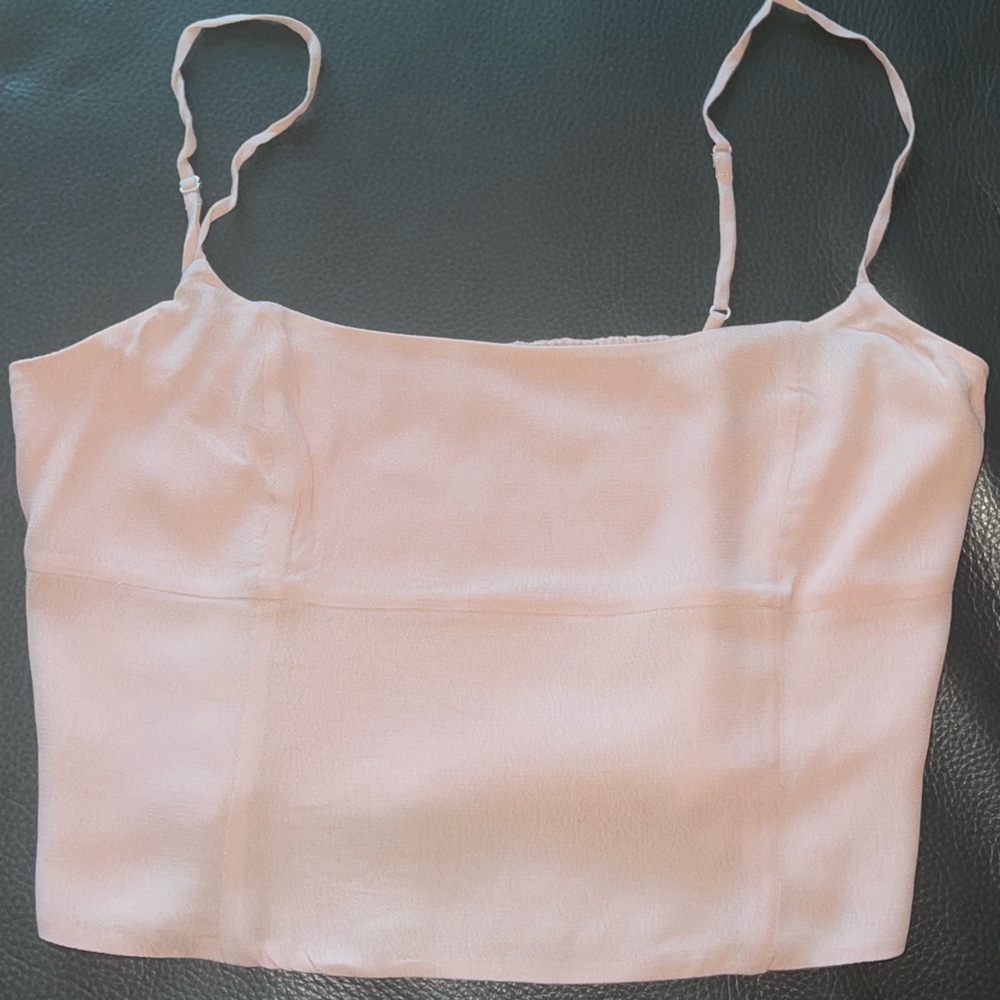 Aritzia Wilfred Ruched Pink Bustier Tank Top